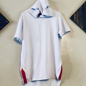 White and red short sleeve hoodie size L